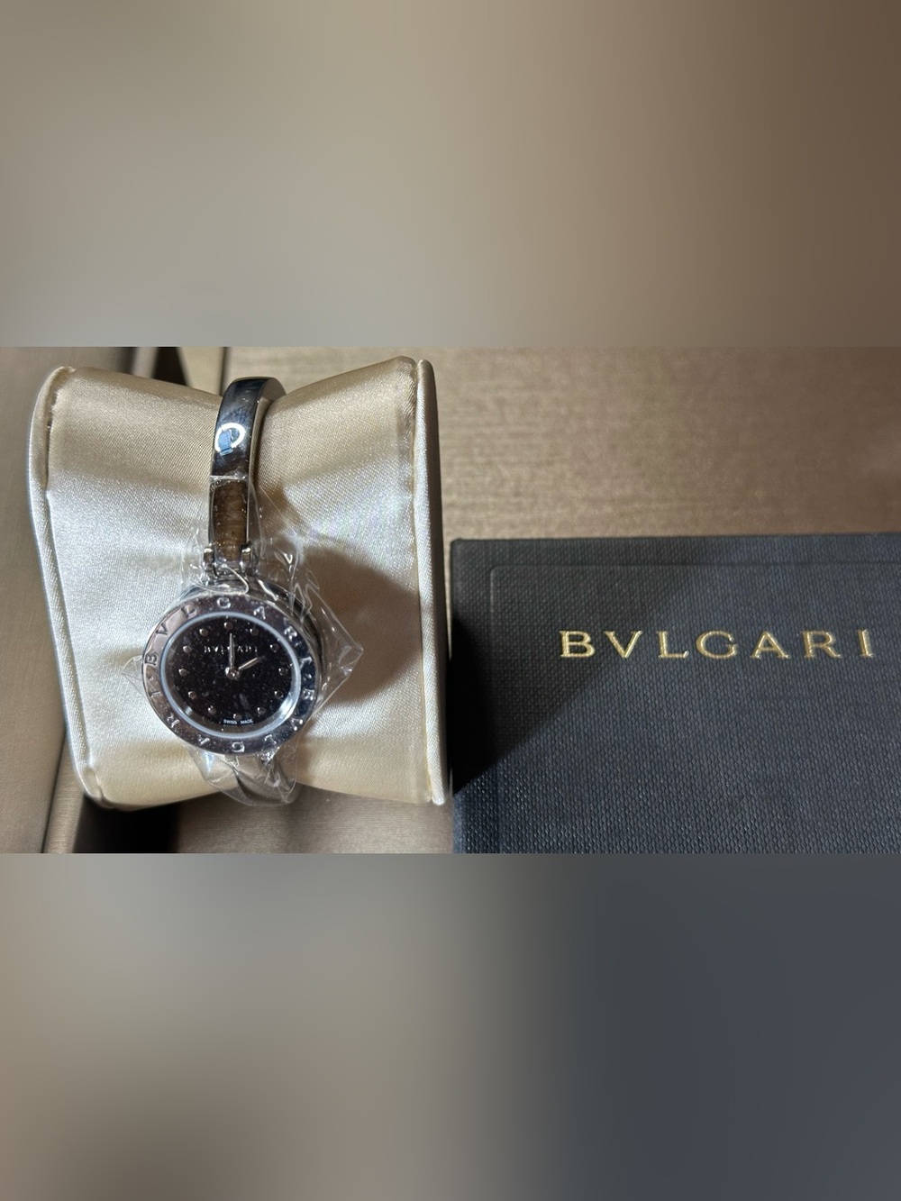 Bulgari Ladies Stainless Steel Bracelet Watch with Black Dial